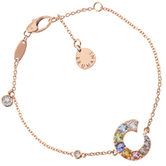 Pulseira Letra C em Ouro Rosé 18K e Gemas Preciosas