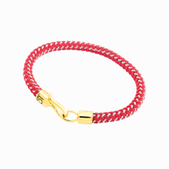PULSEIRA JOY EM OURO 18K COM CORDÃO VERMELHO DE SILICONE COM AÇO