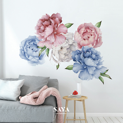 Peonías rosas y azules