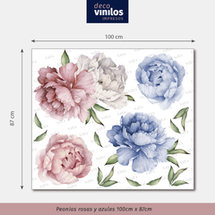 Peonías rosas y azules en internet