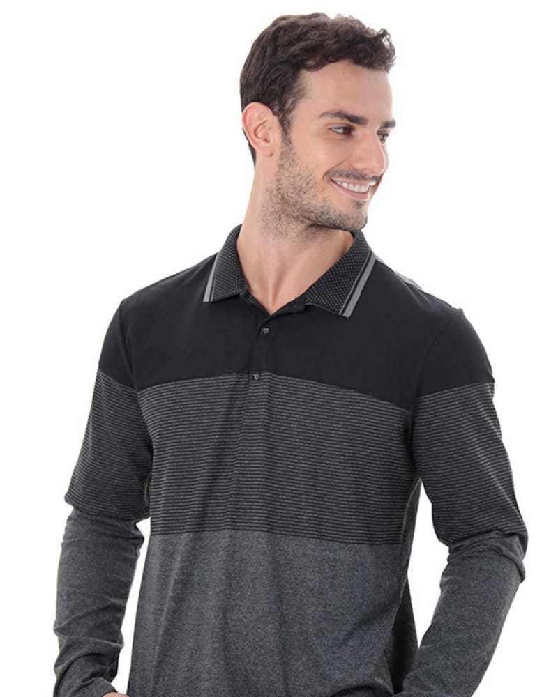polo manga longa preta
