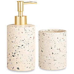 Kit para banheiro em cerâmica - Cor areia