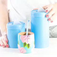 MATE FLORES + SET REDONDO CELESTE