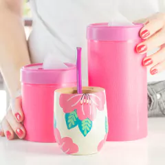 MATE FLORES + SET REDONDO ROSA