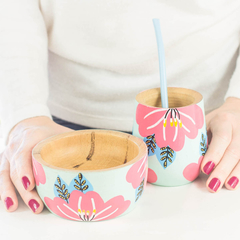 SET MATERO CON CUENCO FLORES - comprar online