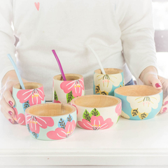 SET MATERO CON CUENCO FLORES