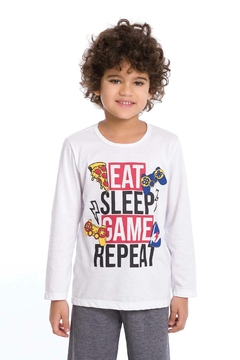 Pijama Longo Infantil Menino Game Branco