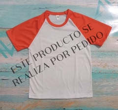 Art. 121 Remera manga ranglan blanca combinada con naranja