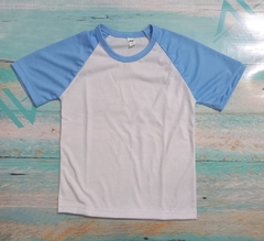 Art. 123 Remera manga rangla blanca combinada con celeste - comprar online