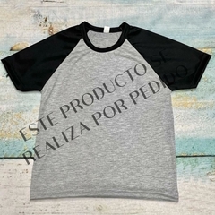 Art. 123 Remera manga ranglan gris combinada con negro