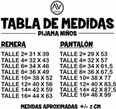 Art. 135 Pijamas Largo Sublimables talles 14 y 16 - comprar online