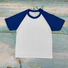 Art. 121 Remera manga ranglan blanca y azul - comprar online