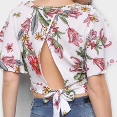 [MS0178] Blusa Sofia Fashion Cropped Amarração Floral Feminina na internet