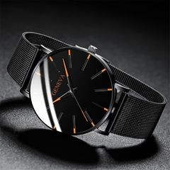 [MS0003] Relógio Ultra Fino Empresarial com Cinto de Malha em Aço Inox. - Malibu Shopping