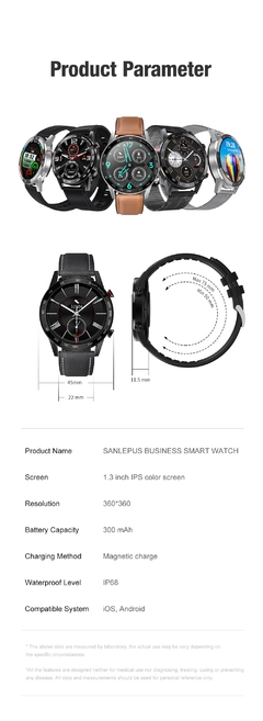 [MS0005] Relógio SANLEPUS Smart Watch Bluetooth à prova d'água. Interligado á Android e iPhone. - loja online