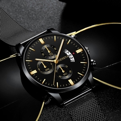 [MS0002] Relógio empresarial Masculino Luxo. Aço Inoxidável, Cinto em Malha, Relógio Analógico de Quartzo. na internet