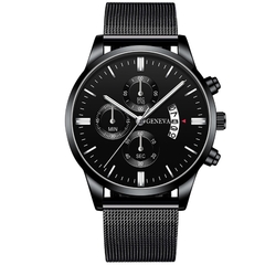 [MS0002] Relógio empresarial Masculino Luxo. Aço Inoxidável, Cinto em Malha, Relógio Analógico de Quartzo. - comprar online