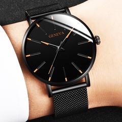 [MS0003] Relógio Ultra Fino Empresarial com Cinto de Malha em Aço Inox. - loja online
