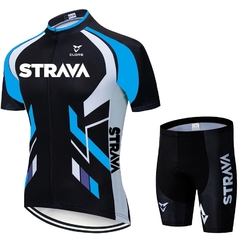 [MS0041] Conjunto de camisa ciclismo STRAVA Fluorescente manga curta. - loja online