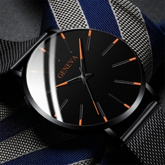 [MS0003] Relógio Ultra Fino Empresarial com Cinto de Malha em Aço Inox. - Malibu Shopping