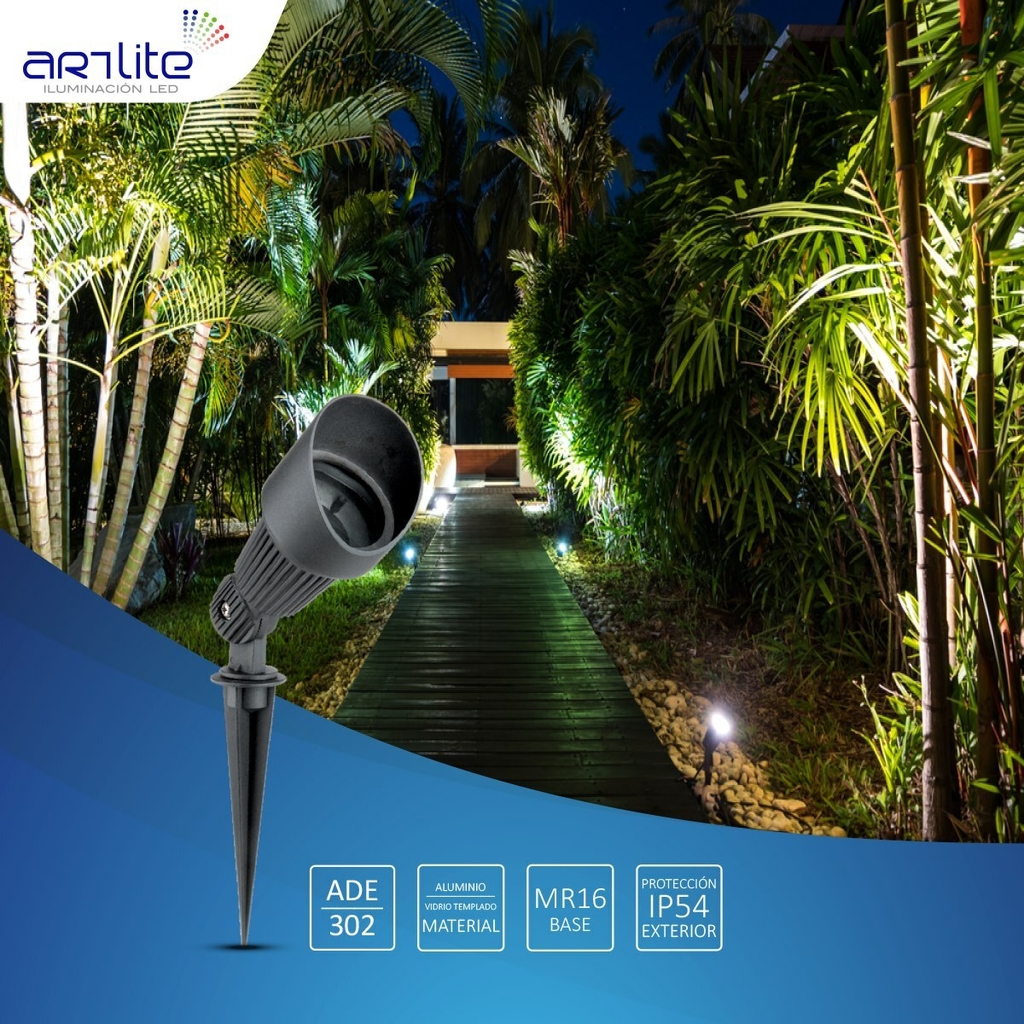 LUMINARIA JARDÍN ESTACA NEGRA EXTERIOR BASE MR16