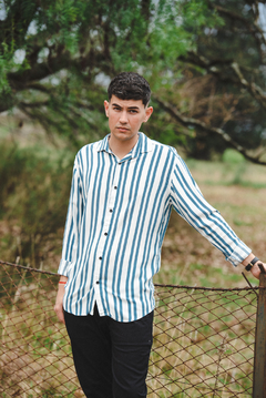 camisa manga larga [rayas celeste] - comprar online