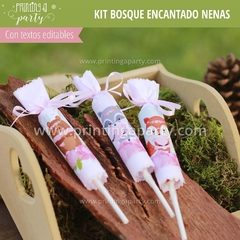 Kit Imprimible Bosque Encantado Nena Tarjeta + Etiquetas Candy Bar en internet