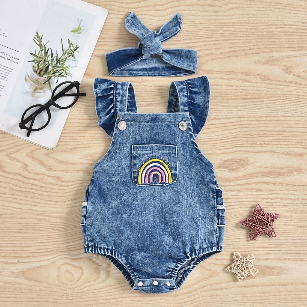 Body Jeans Arco Iris Com Laco Tamanhos 3 A 18 Meses