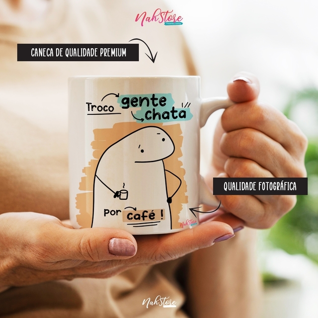 Caneca Flork Meme Com Café, Sem Café