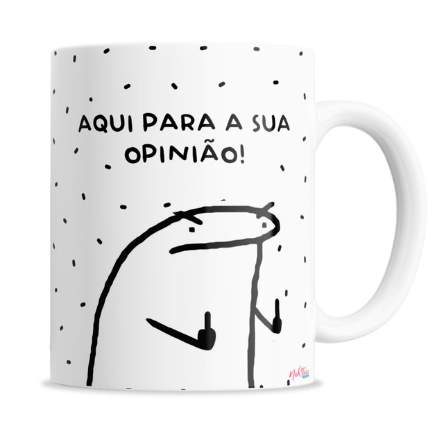 Caneca Personalizada Meme Flork - Aqui para sua Opinião