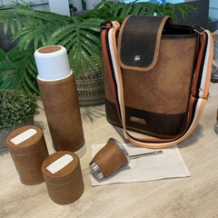 set matero con revestimiento y bolso de cuero