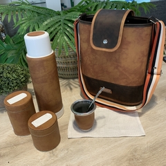 set matero con revestimiento y bolso de cuero - comprar online