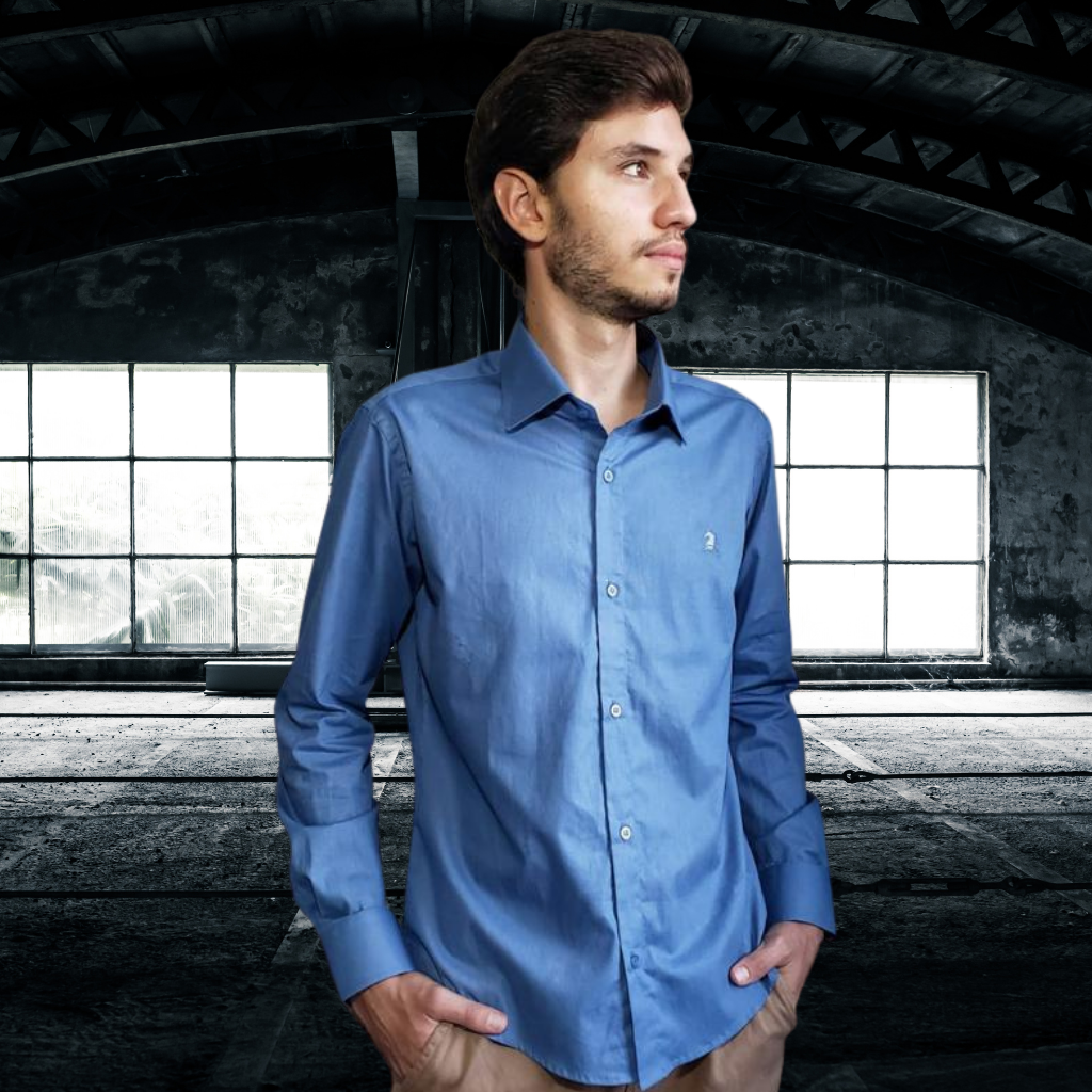 camisa social azul celeste