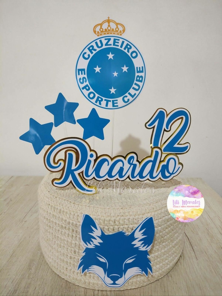 Topo Topper De Bolo Personalizado Futebol Cruzeiro