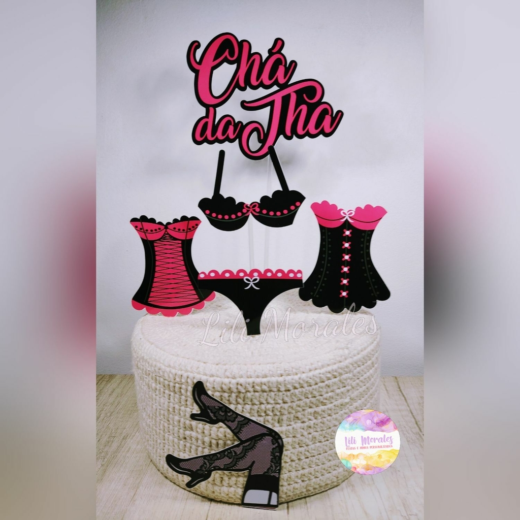 Kit Topper Topo De Bolo Adulto Chá De Mulheres Personalizado