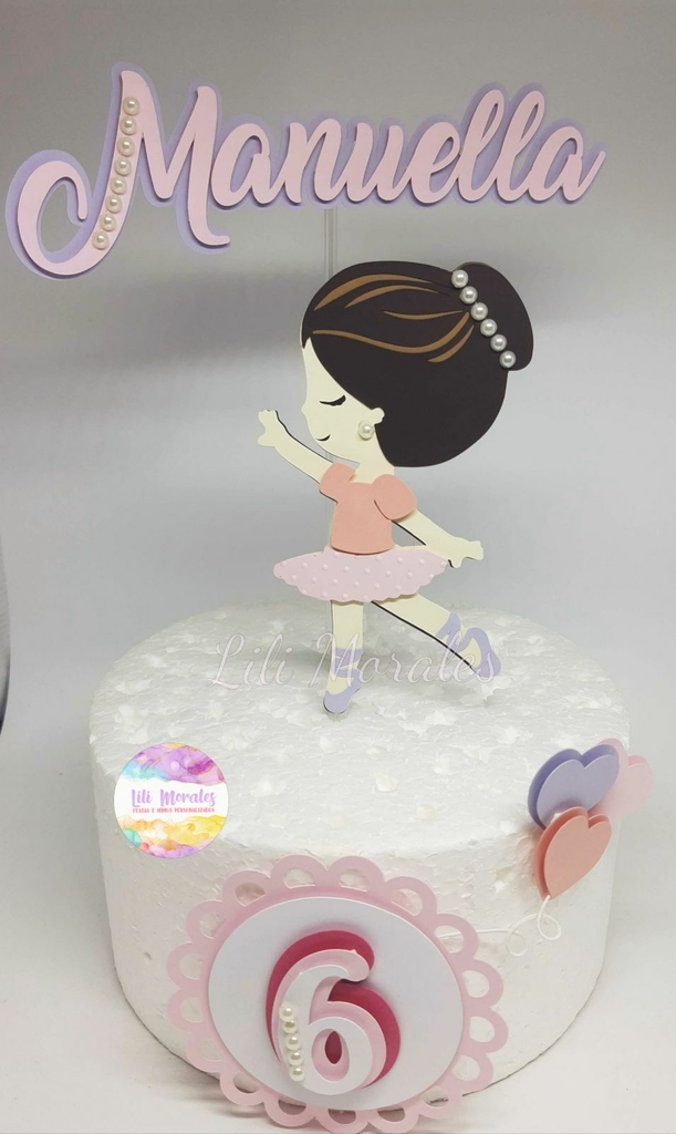 Topo de bolo personalizado no tema Princesa bailarina