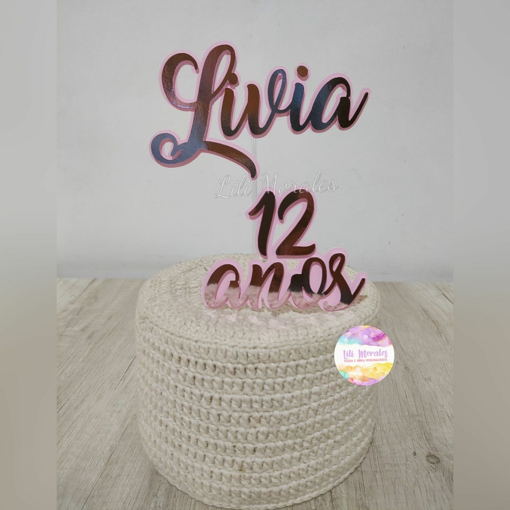 Topper Topo De Bolo Brilhantes Com Borboleta Personalizado