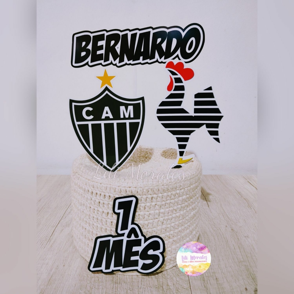 Topo Bolo Atlético Mineiro Galo Mod 03 p/ bolo 20cm (Ref. 0210)