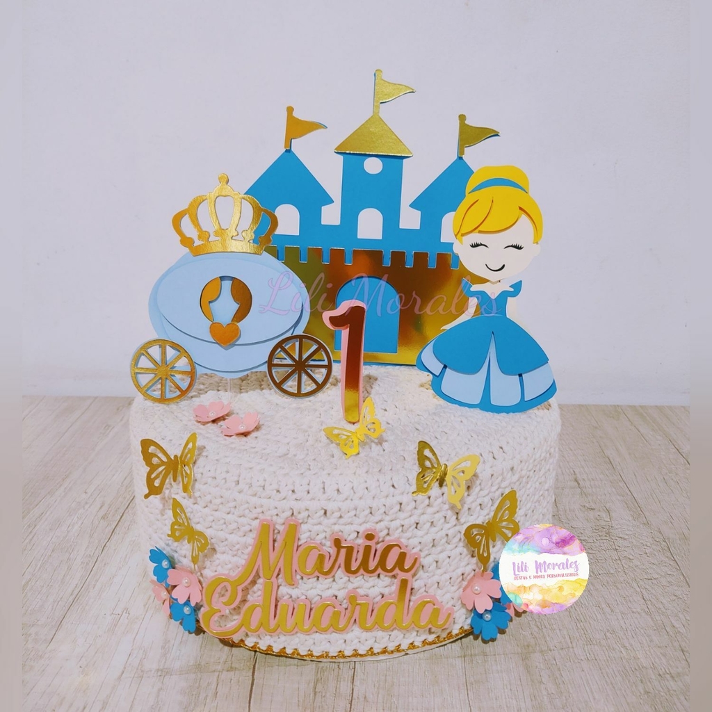 Topo De Bolo Personalizado Princesa Cinderela Mod. 2 - 3d