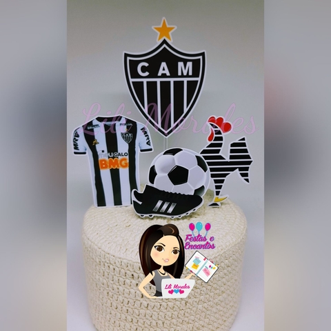 Topo Bolo Atlético Mineiro Galo Mod 03 p/ bolo 20cm (Ref. 0210)