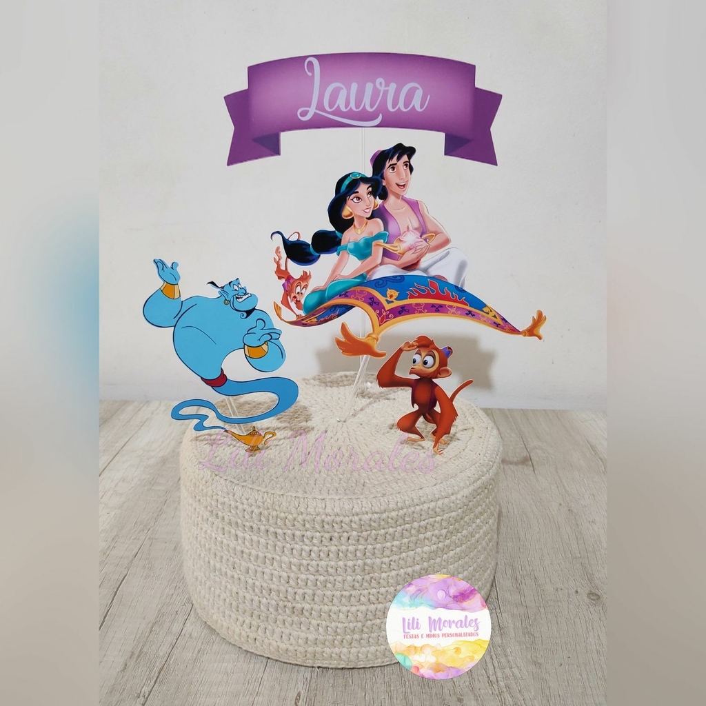 Topo de Bolo Princesa Jasmine Topper Personalizado Jasmine