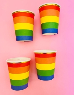 Vasos rayados arcoiris