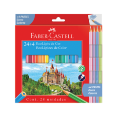 Lapis de cor faber Castell Ecolapis 24 Cores + 4 Pastel