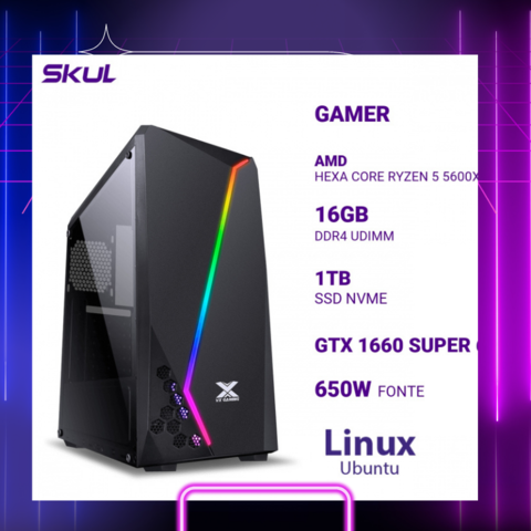 COMPUTADOR GAMER 5000 RYZEN 5 5600X 16GB SSD 1TB NVME GTX1660