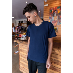 Camiseta Algodão - Azul Marinho - comprar online