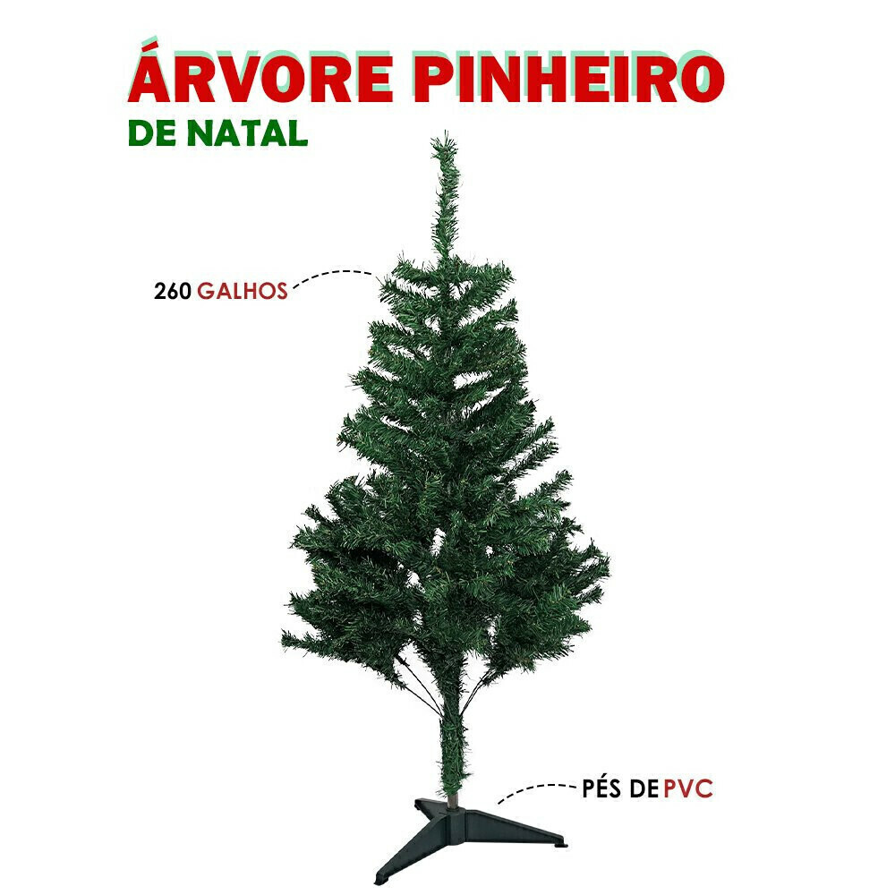 Árvore De Natal Decorada 1,50 Cm 250 Galhos Com 7 Itens