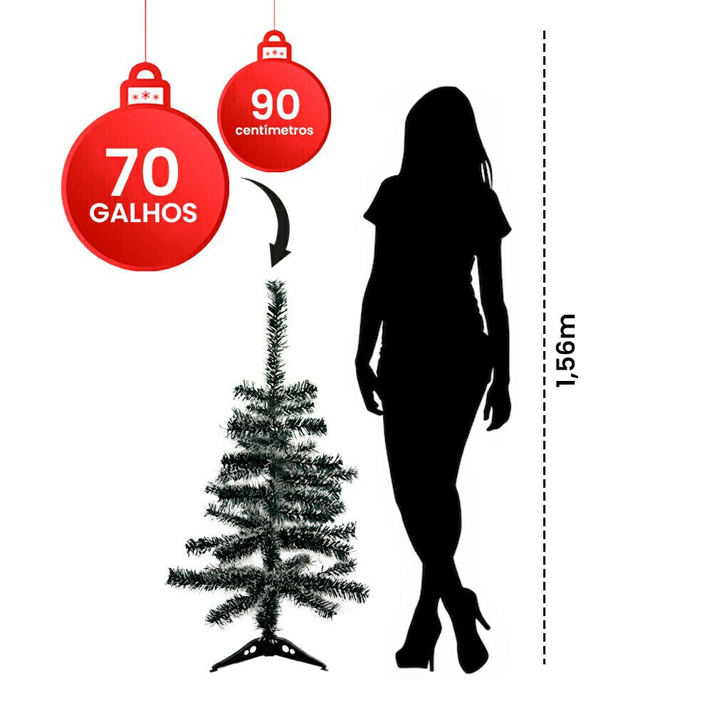 Árvore De Natal Decorada 1,50 Cm 250 Galhos Com 7 Itens
