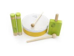 Golpea: pandero eco, caja china, claves