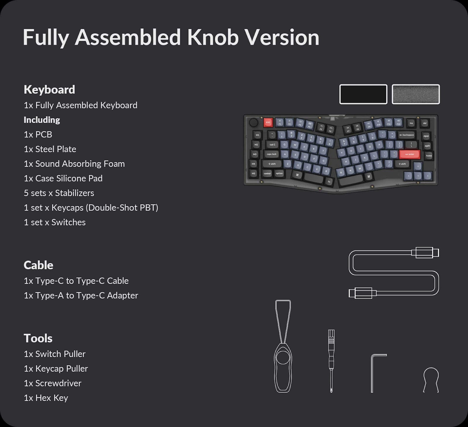 Lista de paquetes de Keychron V10 Versión de perilla completamente ensamblada