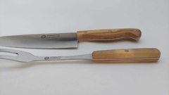juego parrillero premium de cuchillo y trinche boker arbolito mango olivo - comprar online